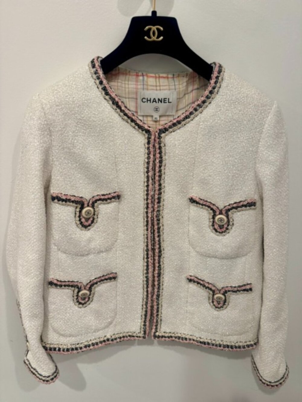 CHANEL Cruise 2020 20C White 4 Pocket Tweed Jacket Size 42 Runway Look 75